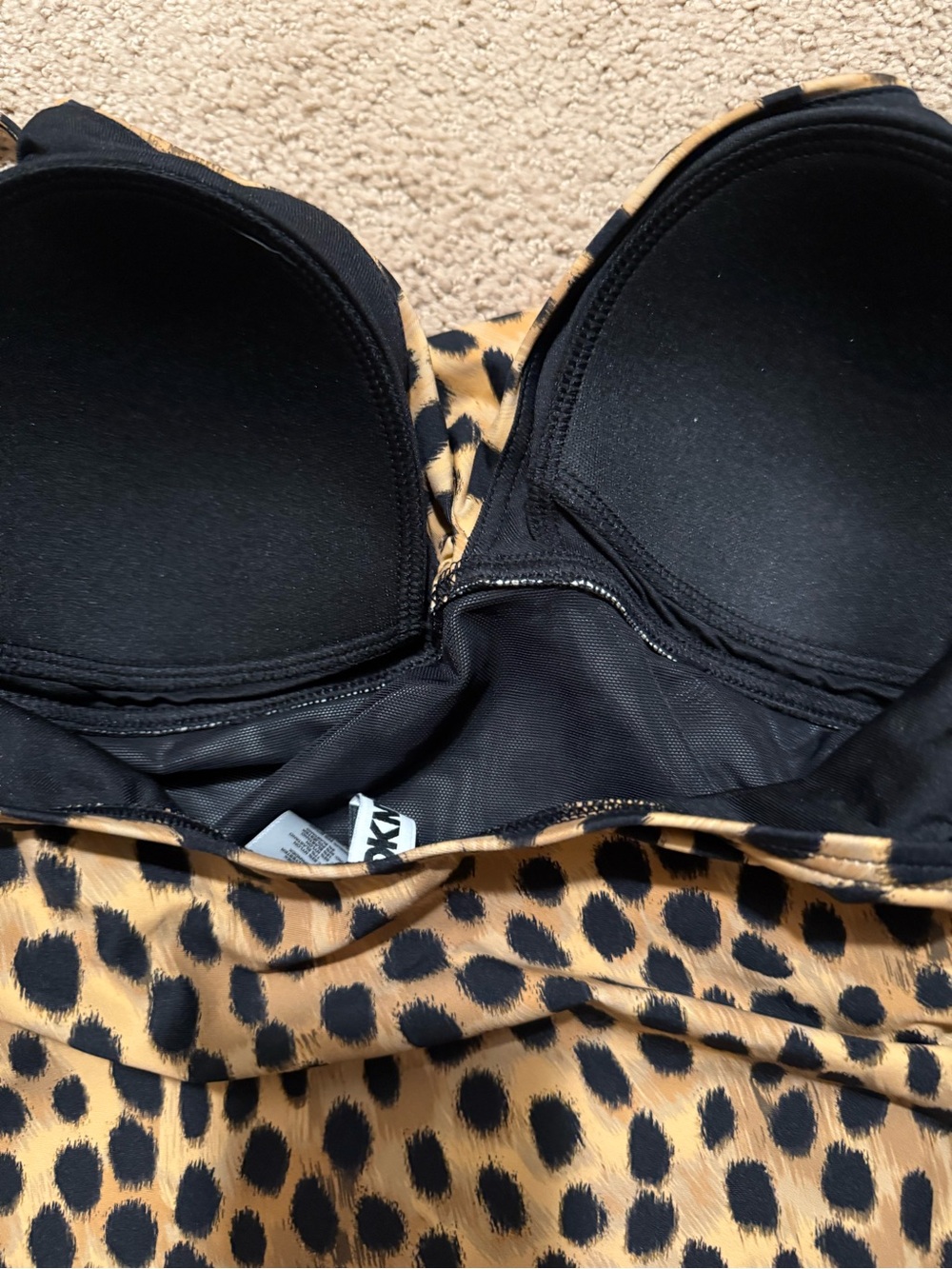 DKNY Leopard Print Cami in Black & Camel - Picture 5 of 6